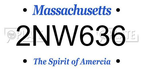 2NW636 Massachusetts License Plate