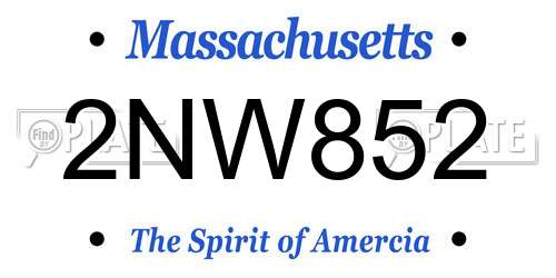 2NW852 Massachusetts License Plate
