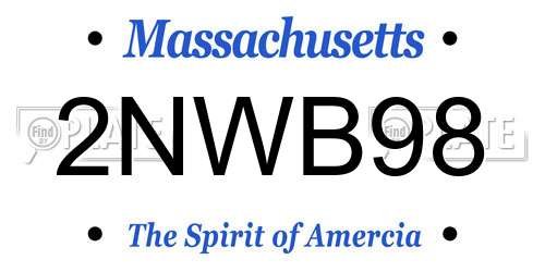 2NWB98 Massachusetts License Plate