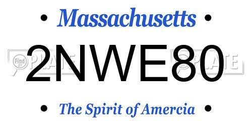 2NWE80 Massachusetts License Plate