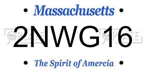 2NWG16 Massachusetts License Plate