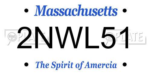 2NWL51 Massachusetts License Plate