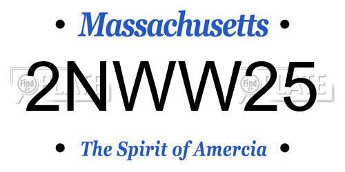 2NWW25 Massachusetts License Plate