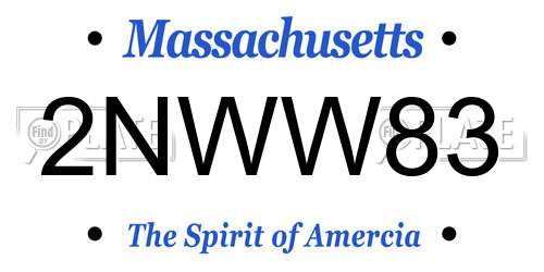 2NWW83 Massachusetts License Plate