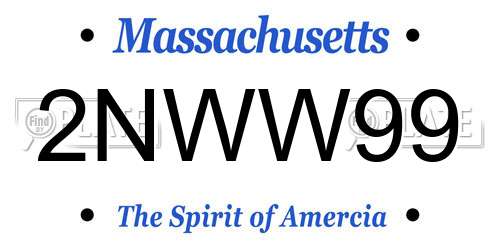 2NWW99 Massachusetts License Plate