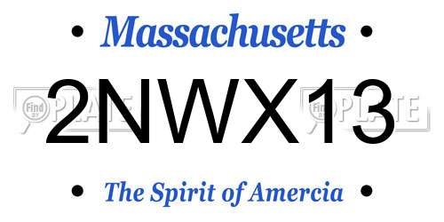 2NWX13 Massachusetts License Plate