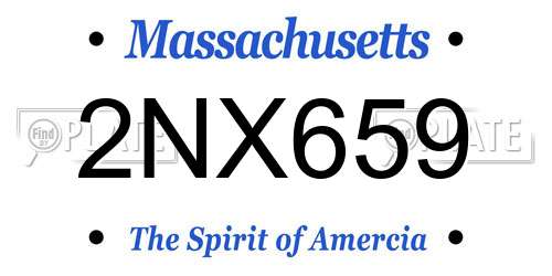 2NX659 Massachusetts License Plate
