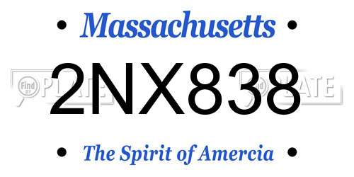 2NX838 Massachusetts License Plate