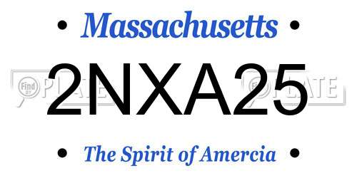 2NXA25 Massachusetts License Plate