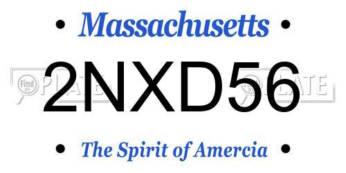 2NXD56 Massachusetts License Plate