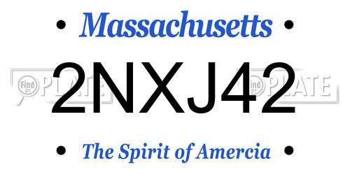 2NXJ42 Massachusetts License Plate