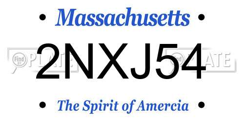 2NXJ54 Massachusetts License Plate