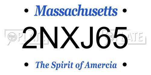 2NXJ65 Massachusetts License Plate