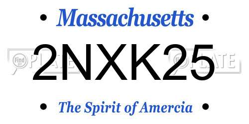 2NXK25 Massachusetts License Plate