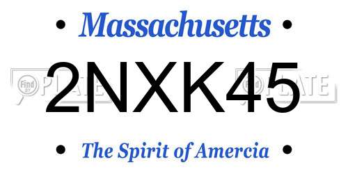 2NXK45 Massachusetts License Plate