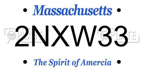 2NXW33 Massachusetts License Plate