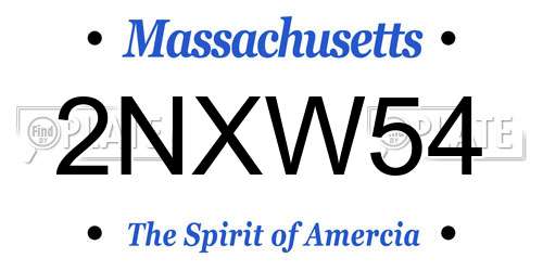 2NXW54 Massachusetts License Plate