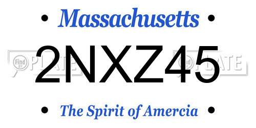 2NXZ45 Massachusetts License Plate