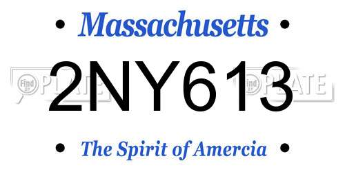 2NY613 Massachusetts License Plate