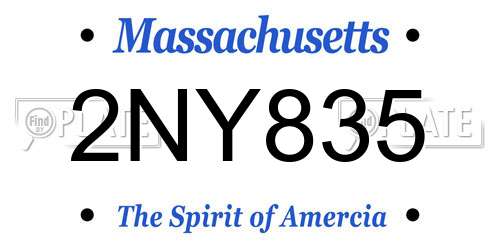2NY835 Massachusetts License Plate