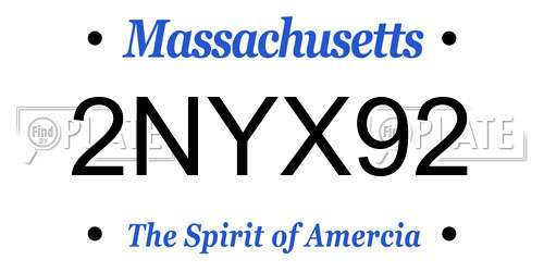 2NYX92 Massachusetts License Plate