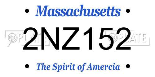 2NZ152 Massachusetts License Plate