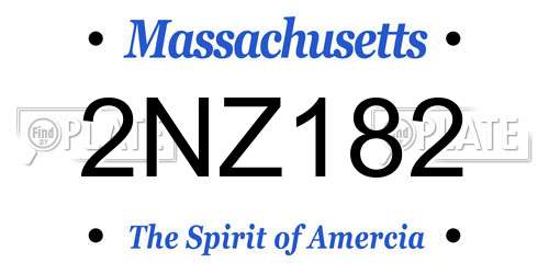 2NZ182 Massachusetts License Plate