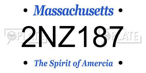 2NZ187 Massachusetts License Plate