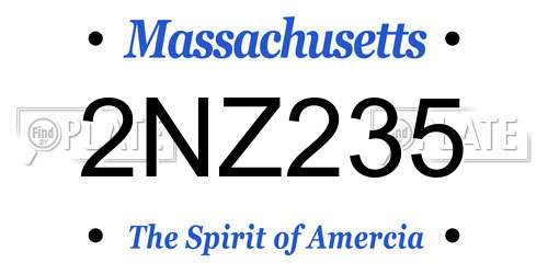 2NZ235 Massachusetts License Plate