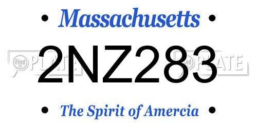 2NZ283 Massachusetts License Plate