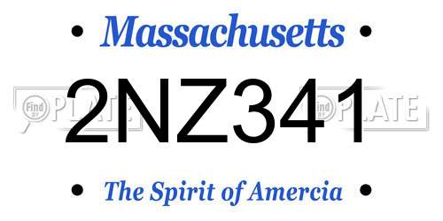2NZ341 Massachusetts License Plate