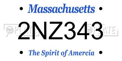 2NZ343 Massachusetts License Plate