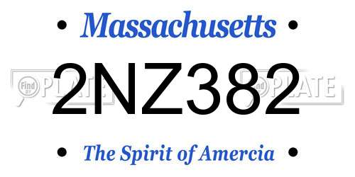 2NZ382 Massachusetts License Plate