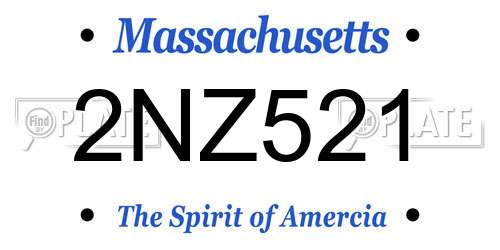 2NZ521 Massachusetts License Plate