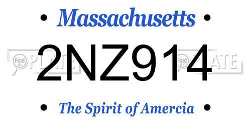 2NZ914 Massachusetts License Plate