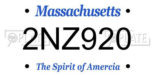 2NZ920 Massachusetts License Plate