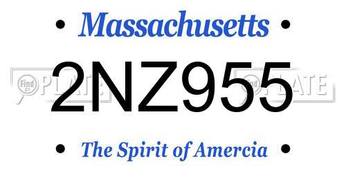 2NZ955 Massachusetts License Plate