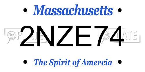 2NZE74 Massachusetts License Plate