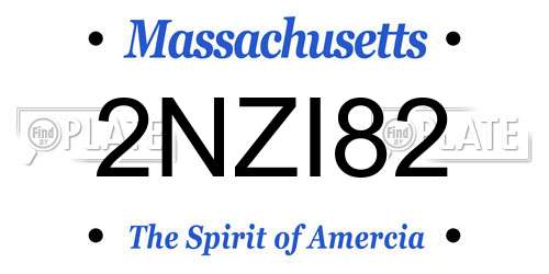 2NZI82 Massachusetts License Plate