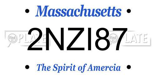 2NZI87 Massachusetts License Plate