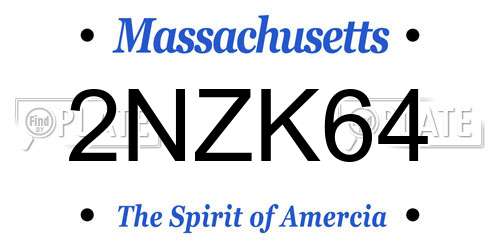 2NZK64 Massachusetts License Plate