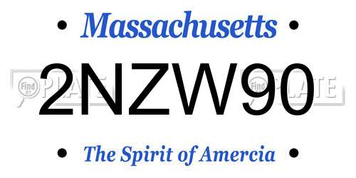 2NZW90 Massachusetts License Plate