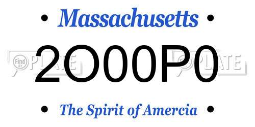 2O00P0 Massachusetts License Plate