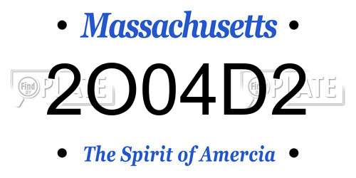 2O04D2 Massachusetts License Plate