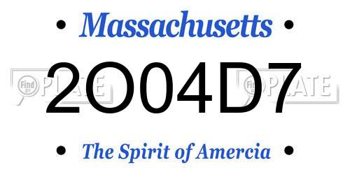 2O04D7 Massachusetts License Plate