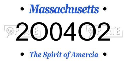 2O04O2 Massachusetts License Plate