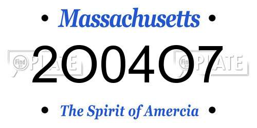 2O04O7 Massachusetts License Plate