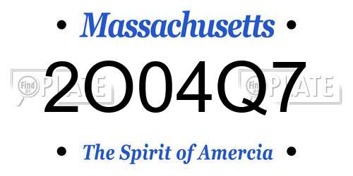 2O04Q7 Massachusetts License Plate