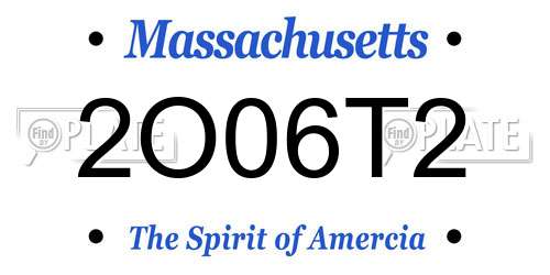 2O06T2 Massachusetts License Plate