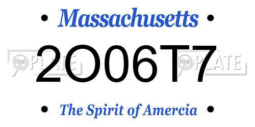 2O06T7 Massachusetts License Plate